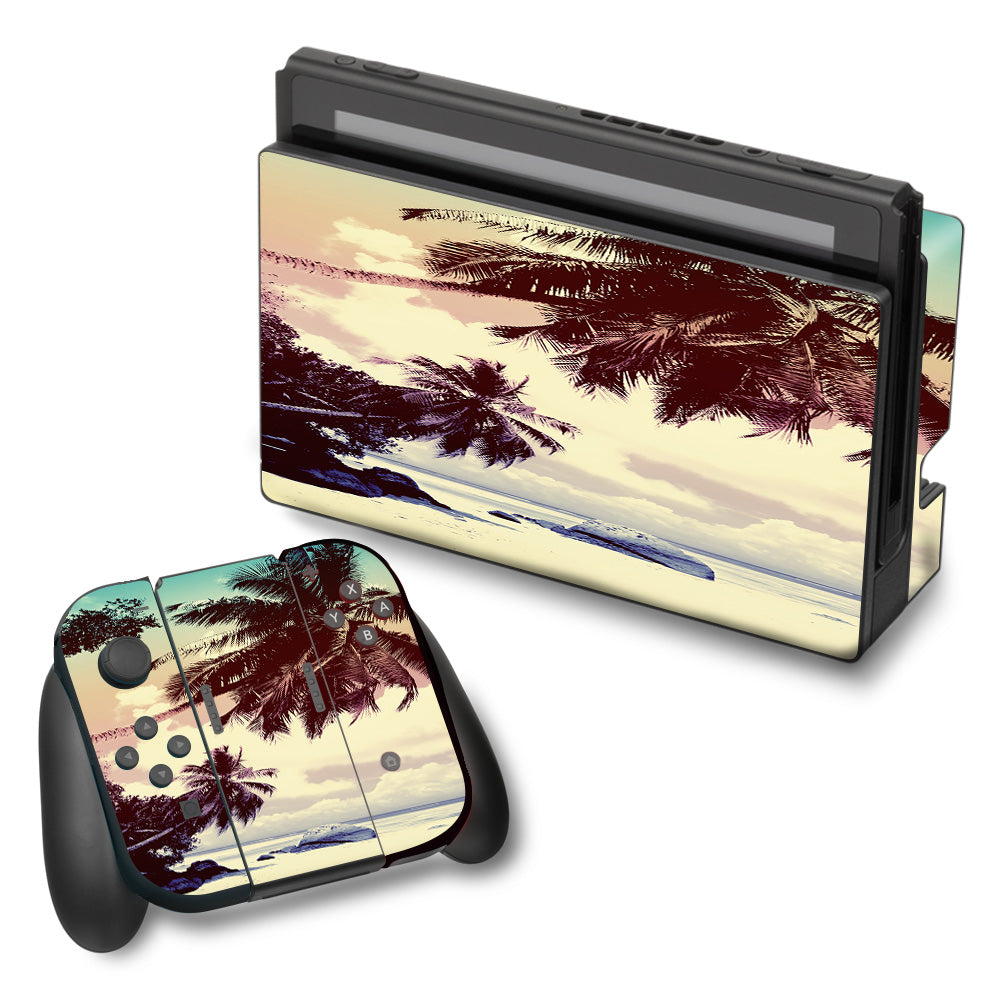  Faded Beach Palm Tree Tropical Nintendo Switch Skin