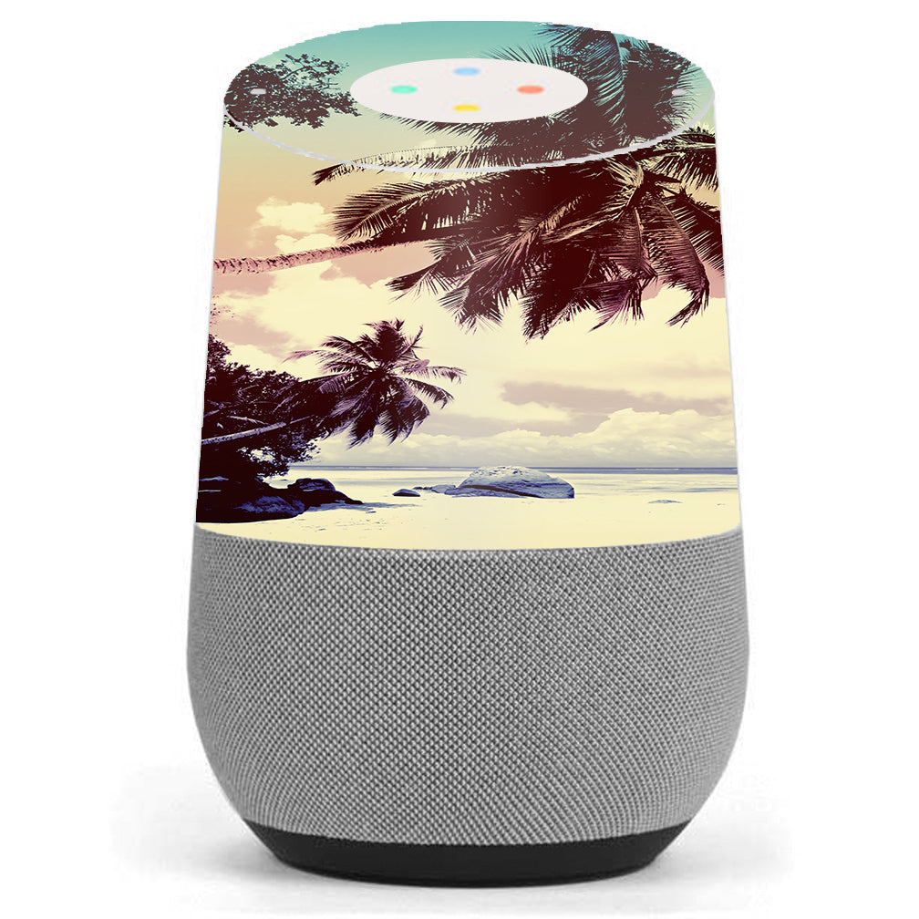  Faded Beach Palm Tree Tropical Google Home Skin