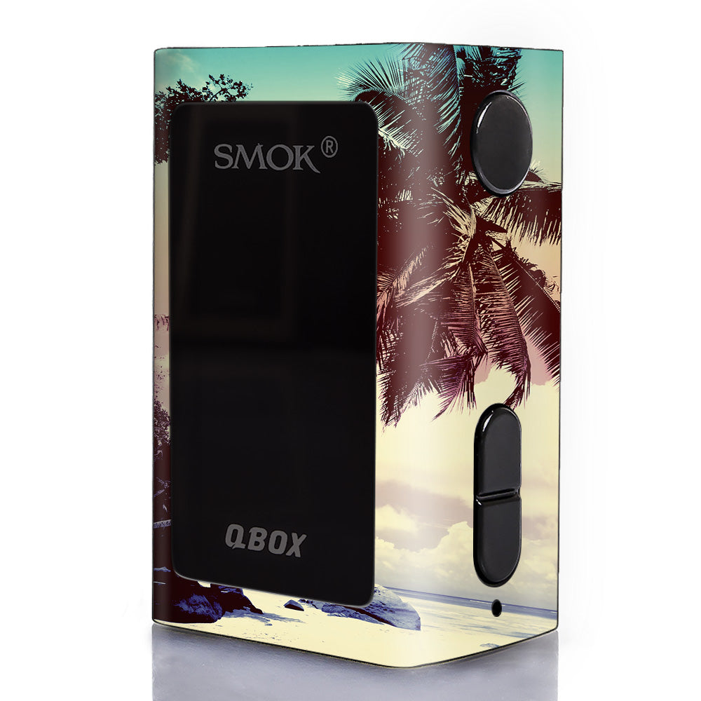  Faded Beach Palm Tree Tropical Smok Q-Box Skin