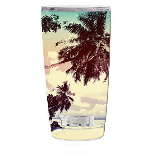  Faded Beach Palm Tree Tropical Yeti 20oz Rambler Tumbler Skin