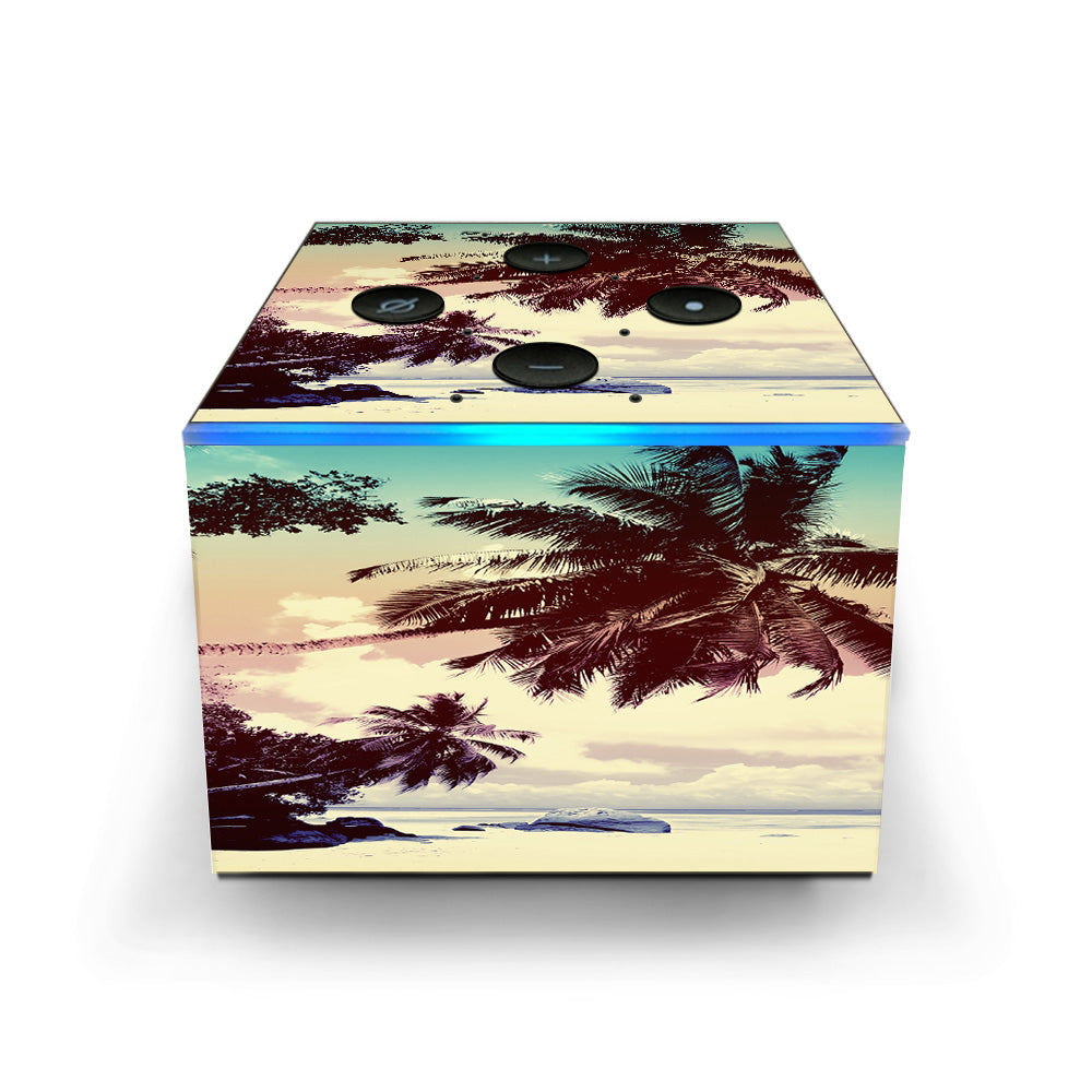  Faded Beach Palm Tree Tropical Amazon Fire TV Cube Skin