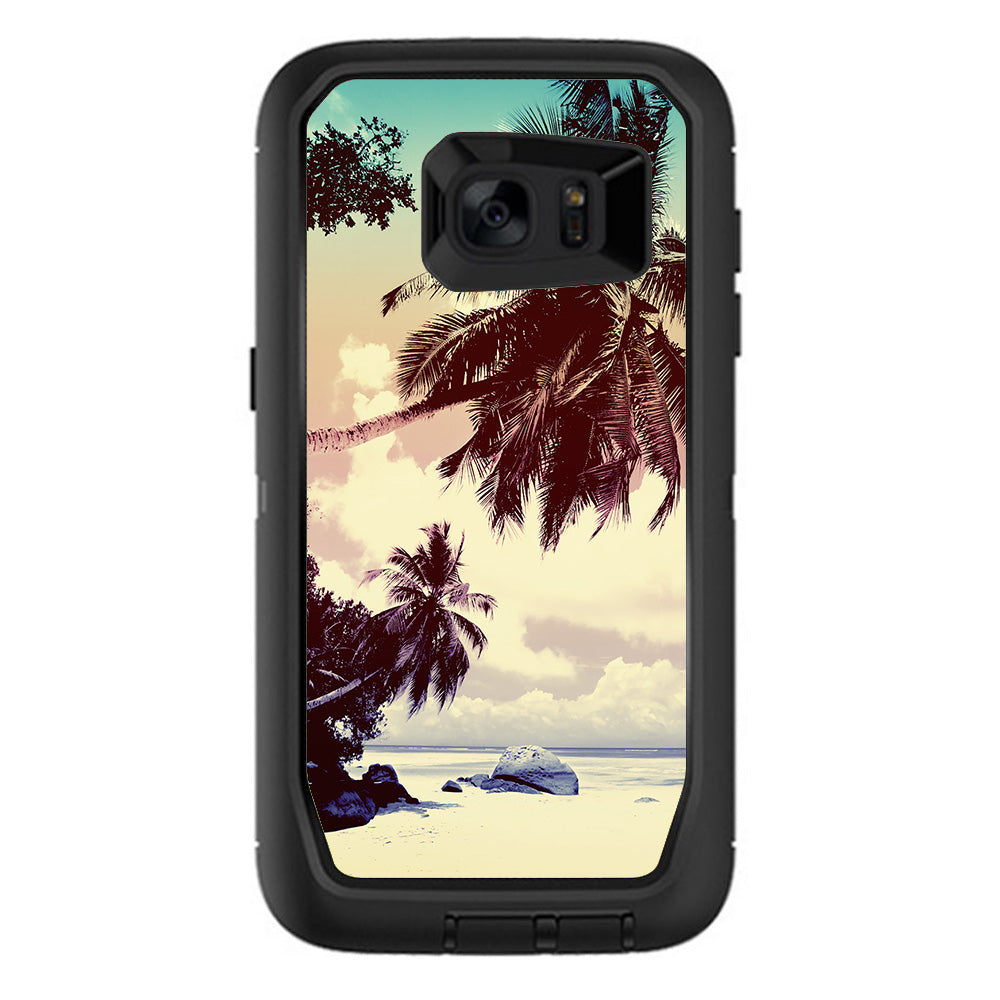  Faded Beach Palm Tree Tropical Otterbox Defender Samsung Galaxy S7 Edge Skin