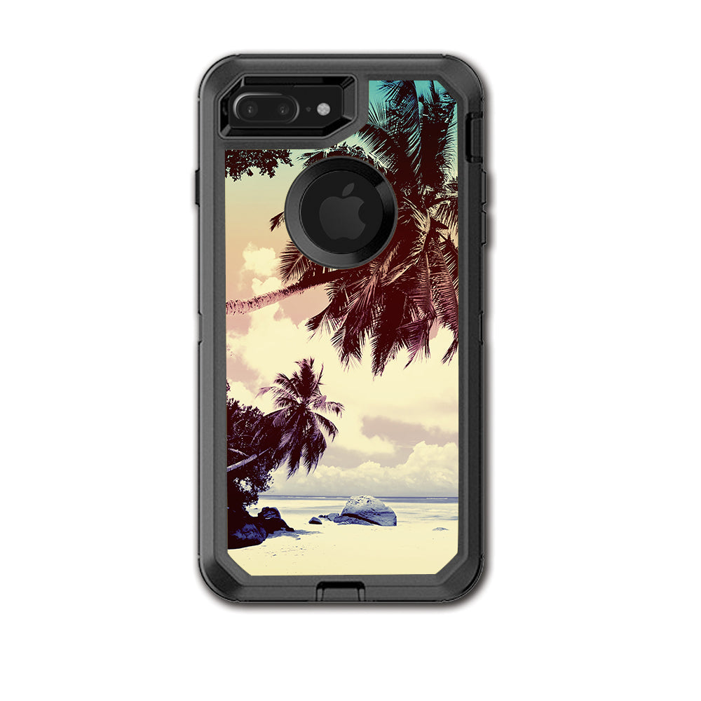  Faded Beach Palm Tree Tropical Otterbox Defender iPhone 7+ Plus or iPhone 8+ Plus Skin
