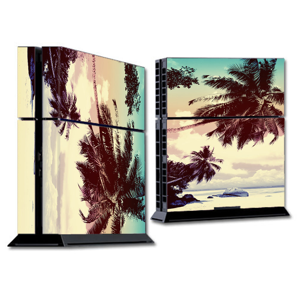  Faded Beach Palm Tree Tropical Sony Playstation PS4 Skin