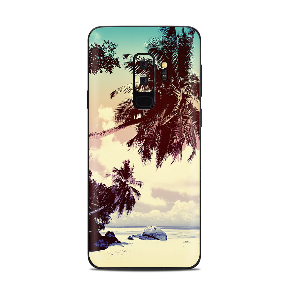  Faded Beach Palm Tree Tropical Samsung Galaxy S9 Plus Skin