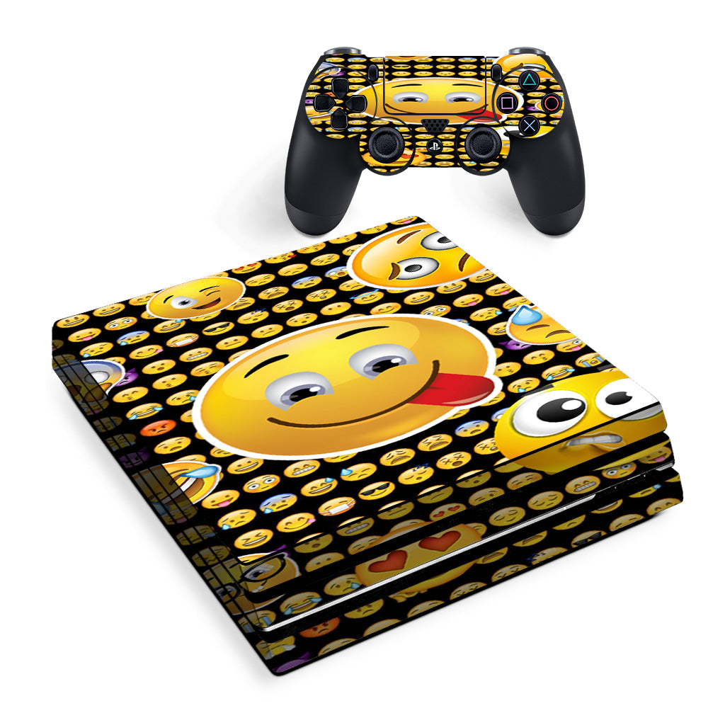 Skin Decal Vinyl Wrap For Playstation Ps4 Pro Console & Controller Stickers Skins Cover/ Silly Emojis Sony PS4 Pro Skin