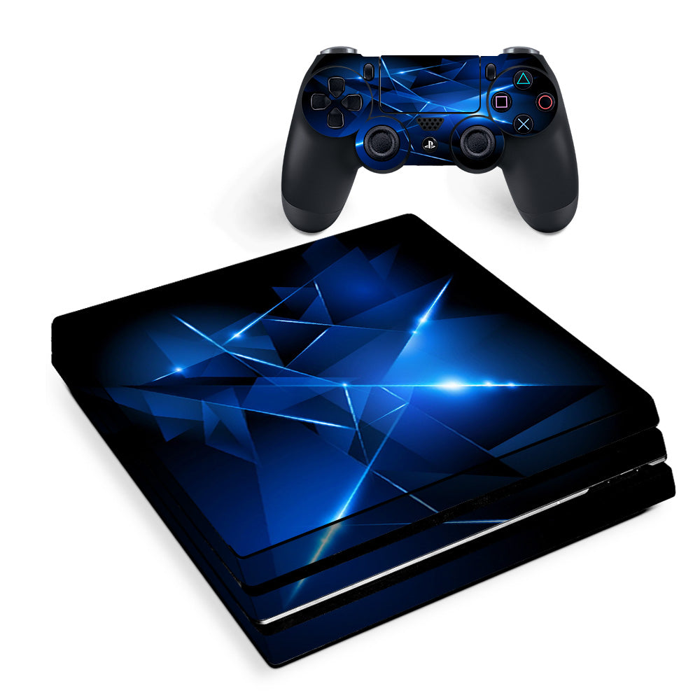 Skin Decal Vinyl Wrap For Playstation Ps4 Pro Console & Controller Stickers Skins Cover/ Triangle Razor Blue Shapes Sony PS4 Pro Skin