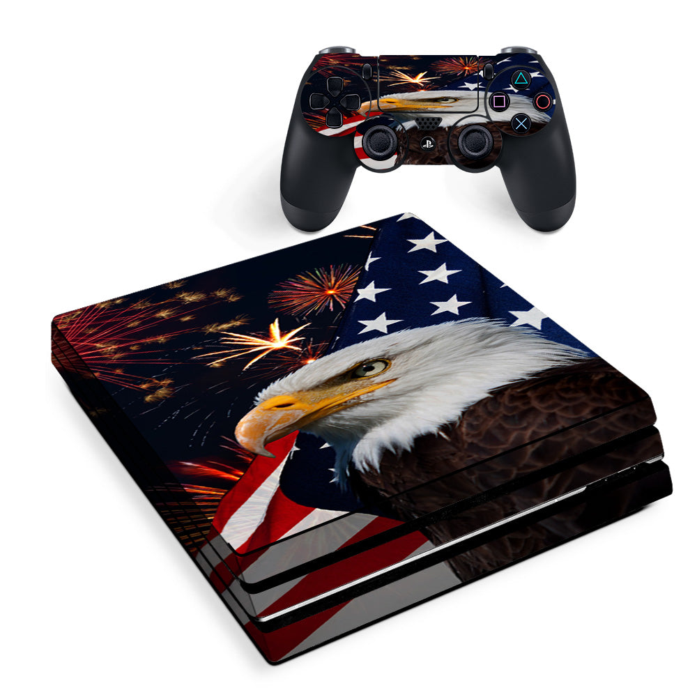 Skin Decal Vinyl Wrap For Playstation Ps4 Pro Console & Controller Stickers Skins Cover/ Eagle America Flag Independence Sony PS4 Pro Skin