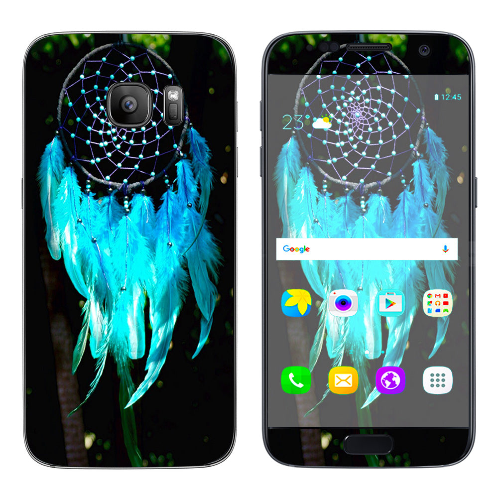  Dream Catcher Dreamcatcher Blue Feathers Samsung Galaxy S7 Skin