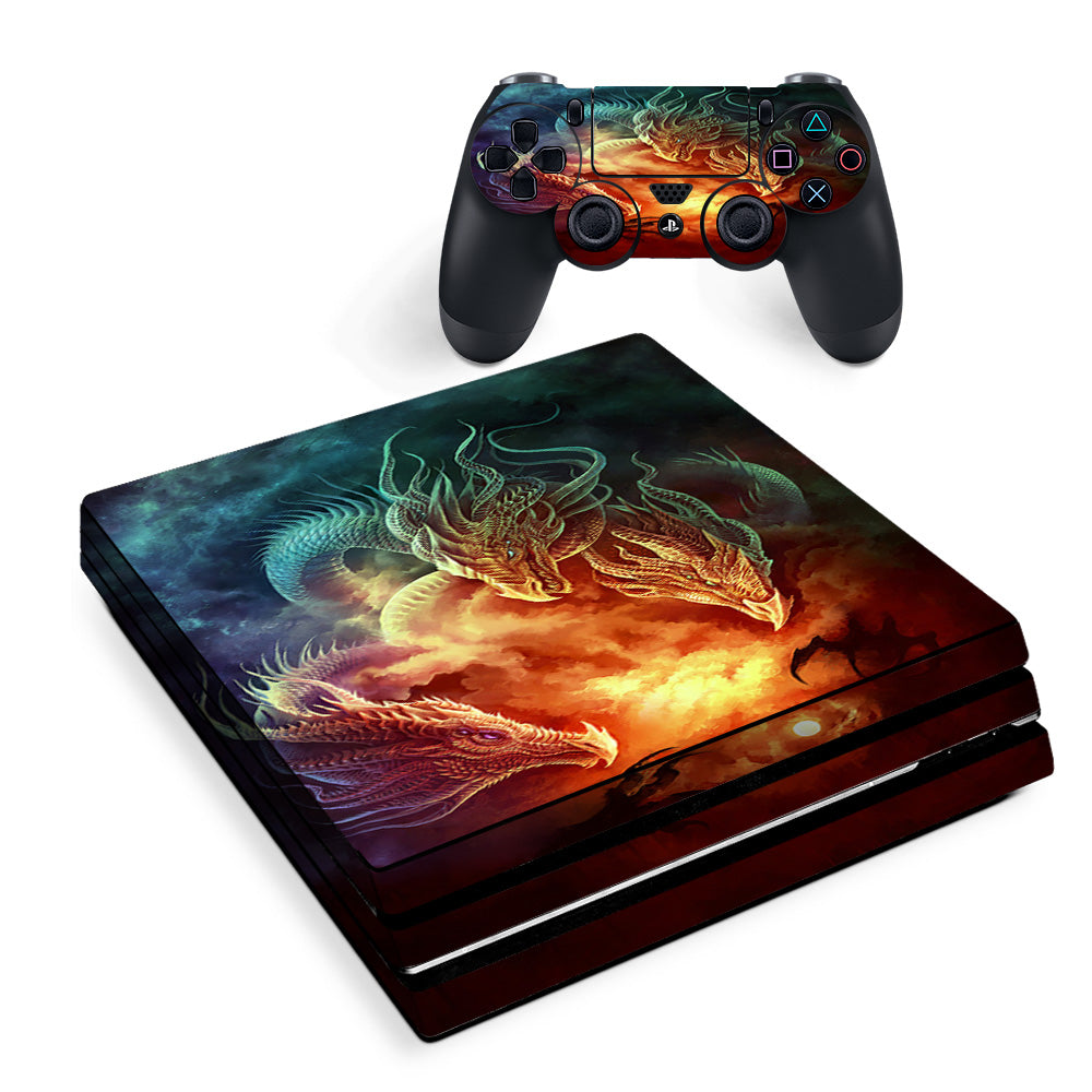 Skin Decal Vinyl Wrap For Playstation Ps4 Pro Console & Controller Stickers Skins Cover/ Dragons Fireball Magic Sony PS4 Pro Skin