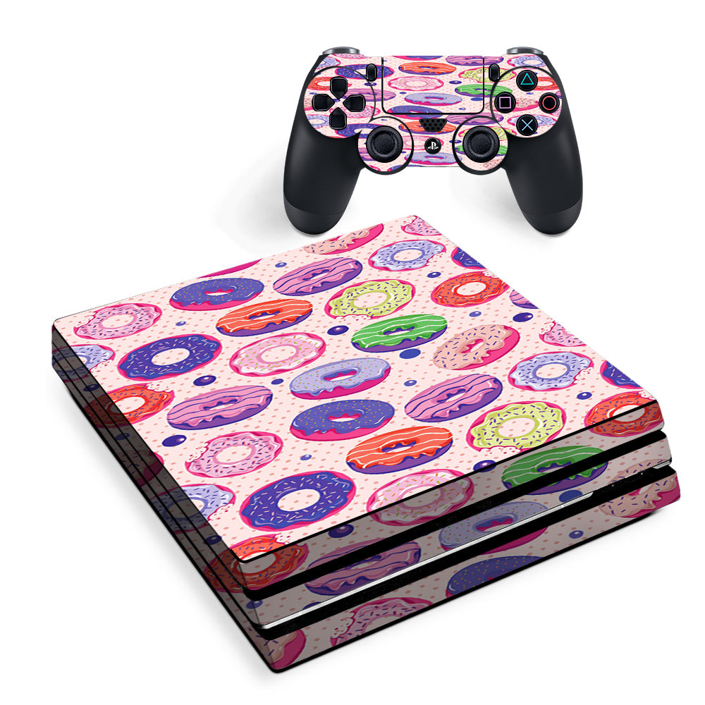 Skin Decal Vinyl Wrap For Playstation Ps4 Pro Console & Controller Stickers Skins Cover/ Donuts Yum Doughnuts Pattern Sony PS4 Pro Skin