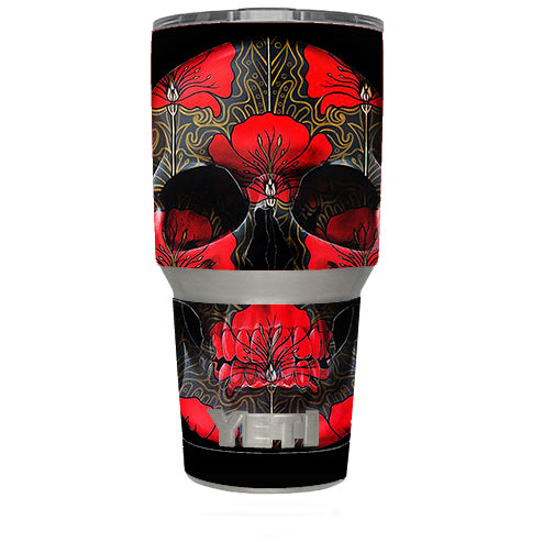  Dark Flowers Skull Art Yeti 30oz Rambler Tumbler Skin