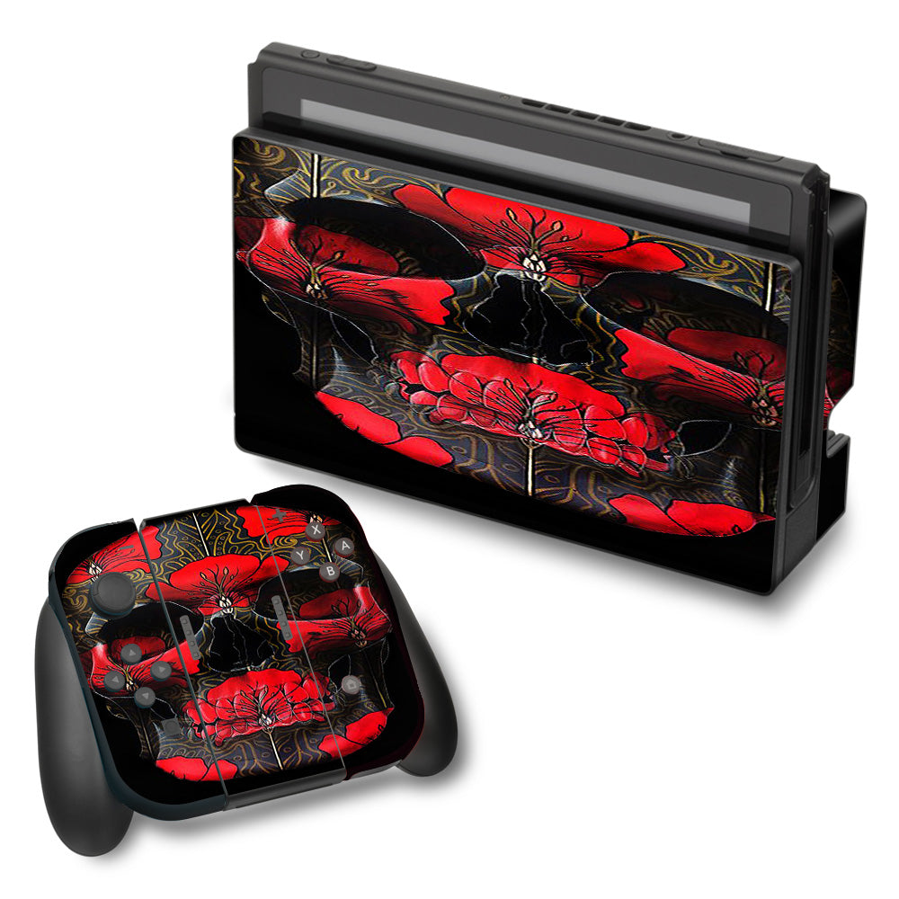  Dark Flowers Skull Art Nintendo Switch Skin