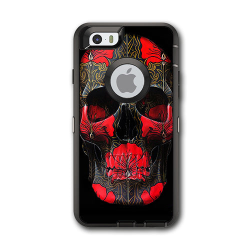  Dark Flowers Skull Art Otterbox Defender iPhone 6 Skin