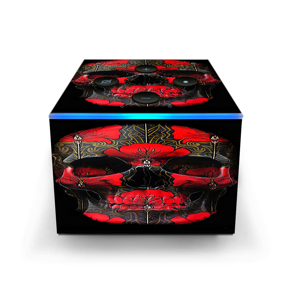  Dark Flowers Skull Art Amazon Fire TV Cube Skin