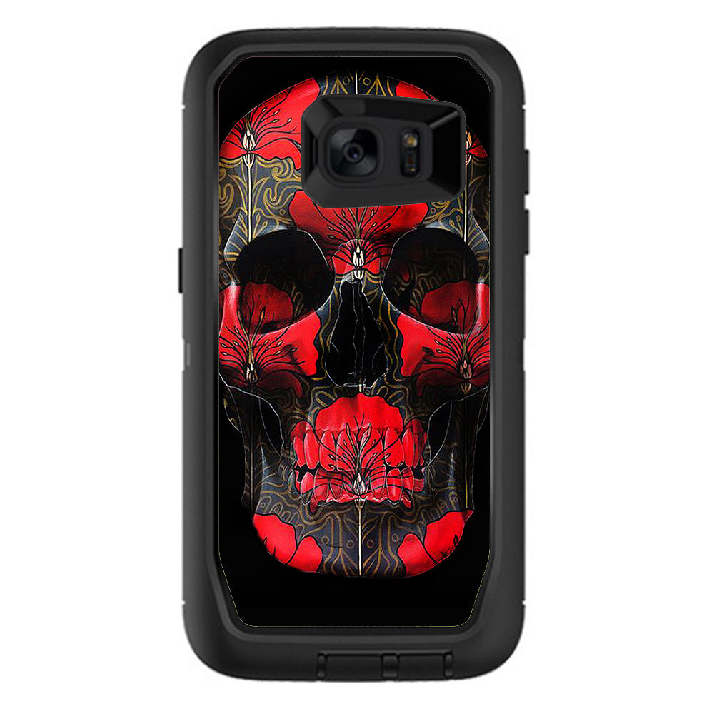  Dark Flowers Skull Art Otterbox Defender Samsung Galaxy S7 Edge Skin