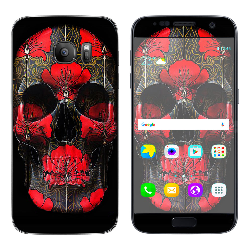  Dark Flowers Skull Art Samsung Galaxy S7 Skin