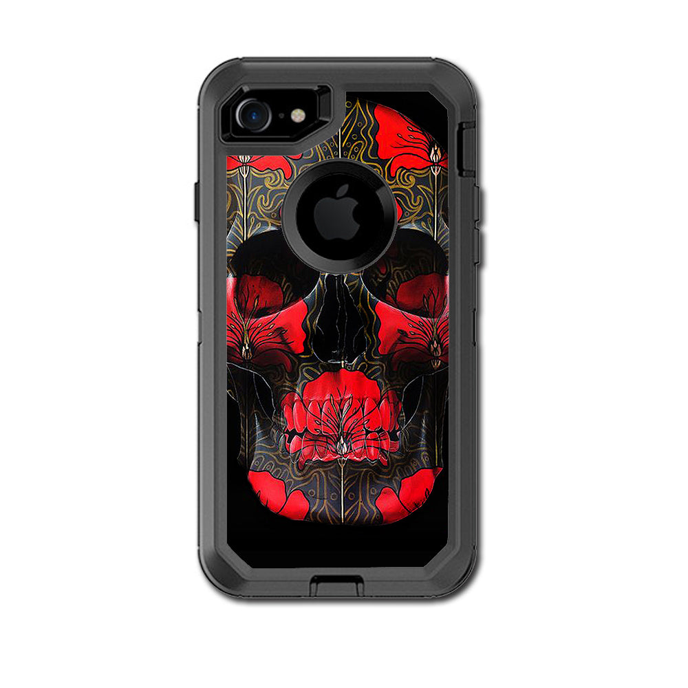  Dark Flowers Skull Art Otterbox Defender iPhone 7 or iPhone 8 Skin