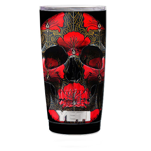  Dark Flowers Skull Art Yeti 20oz Rambler Tumbler Skin