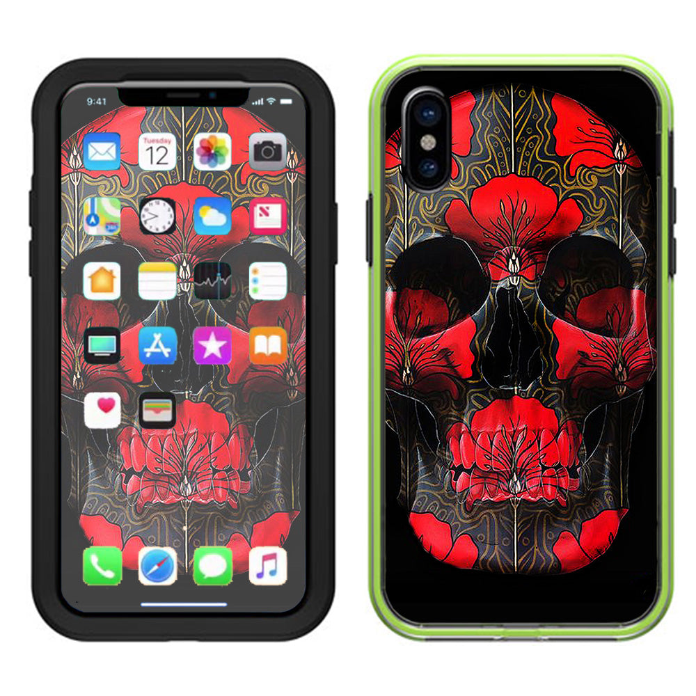  Dark Flowers Skull Art Lifeproof Slam Case iPhone X Skin