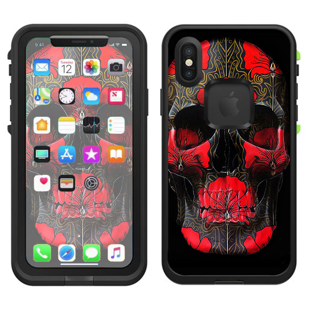  Dark Flowers Skull Art Lifeproof Fre Case iPhone X Skin