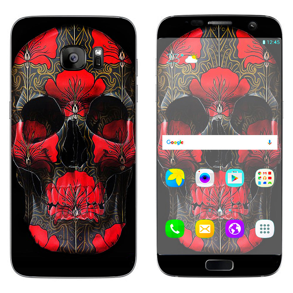  Dark Flowers Skull Art Samsung Galaxy S7 Edge Skin