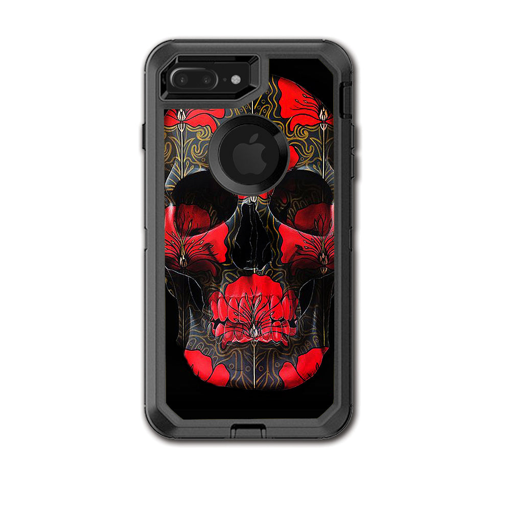  Dark Flowers Skull Art Otterbox Defender iPhone 7+ Plus or iPhone 8+ Plus Skin