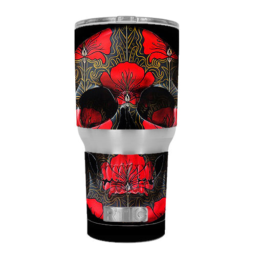  Dark Flowers Skull Art RTIC 30oz Tumbler Skin