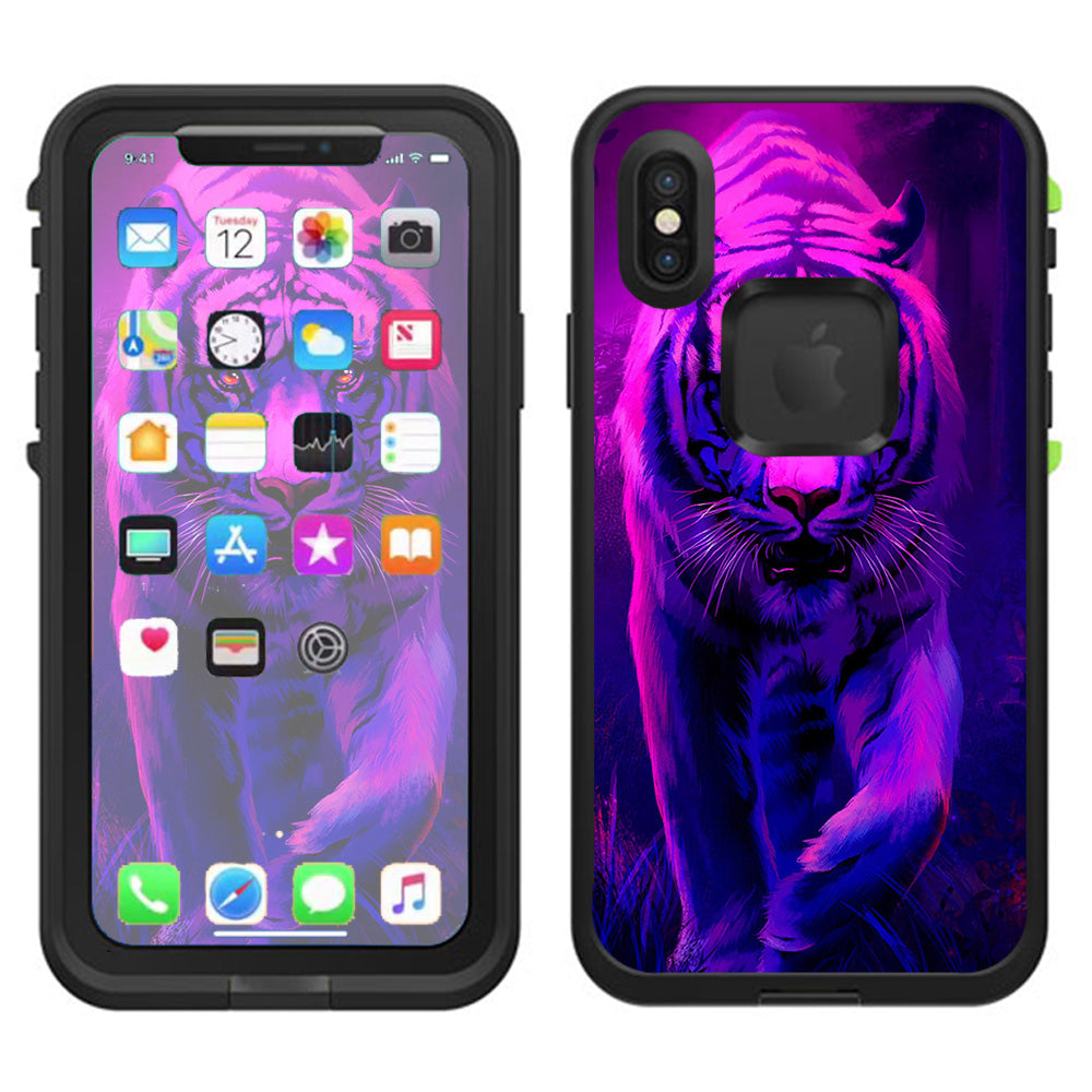  Tiger Prowl Pink Purple Neon Jungle Lifeproof Fre Case iPhone X Skin