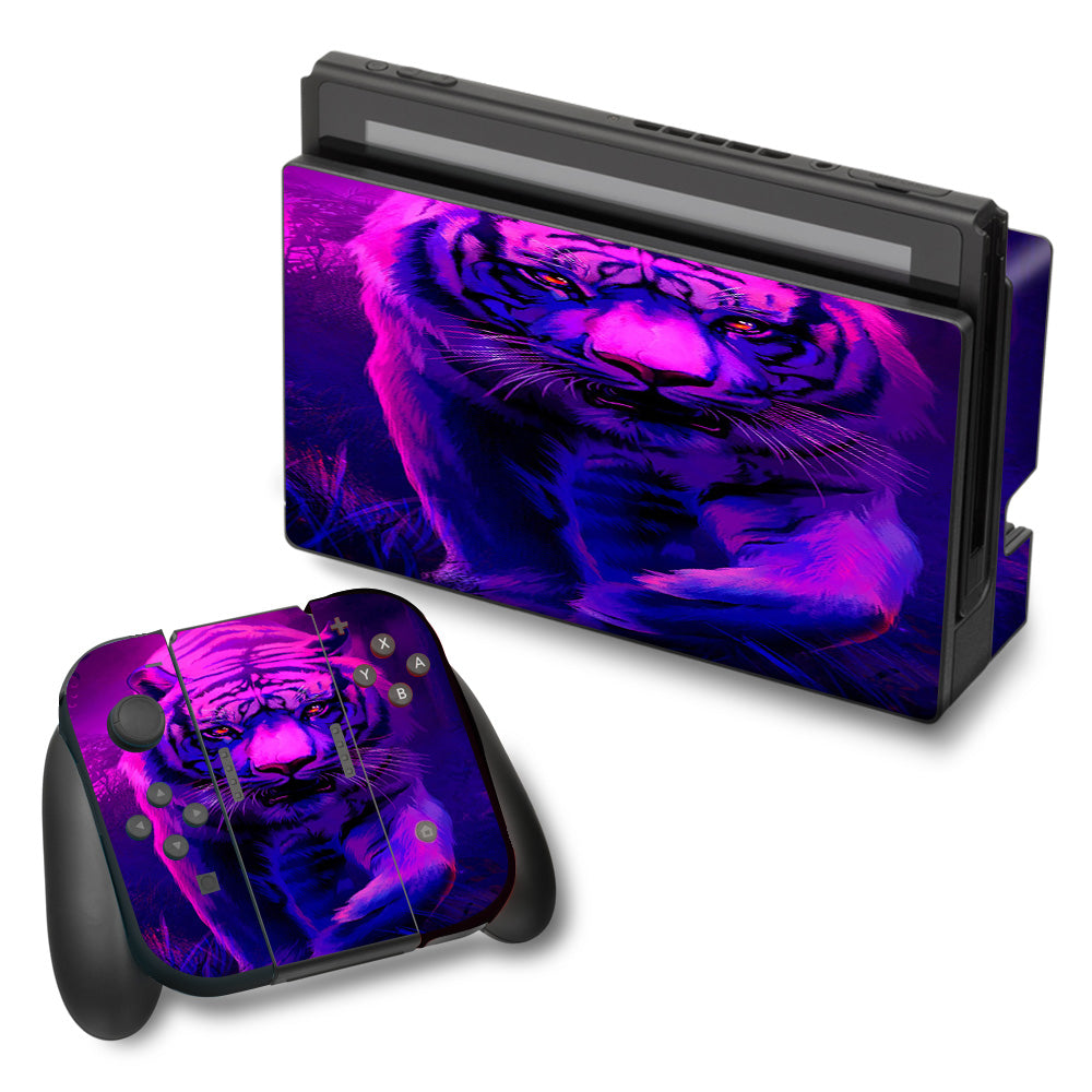  Tiger Prowl Pink Purple Neon Jungle Nintendo Switch Skin