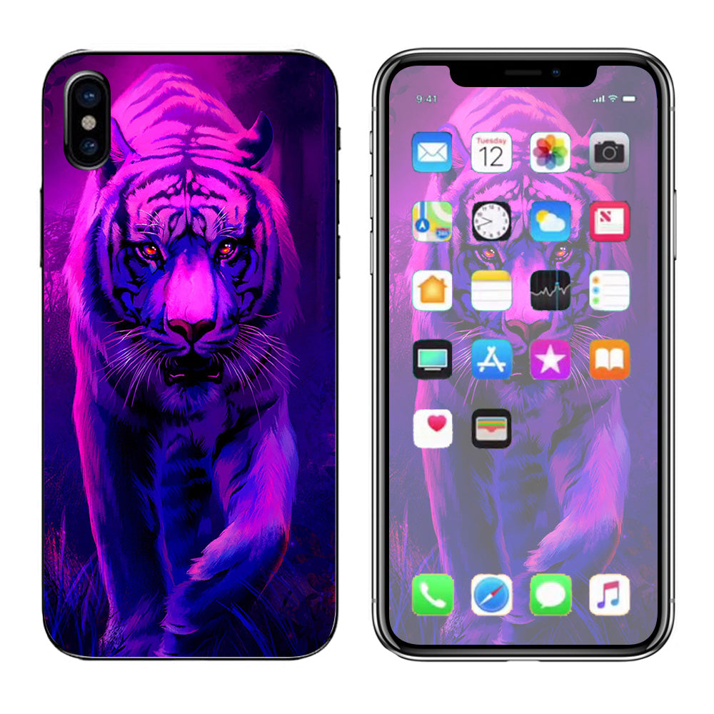  Tiger Prowl Pink Purple Neon Jungle Apple iPhone X Skin