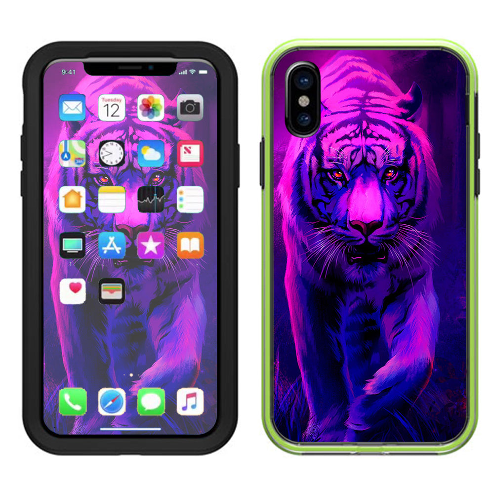  Tiger Prowl Pink Purple Neon Jungle Lifeproof Slam Case iPhone X Skin