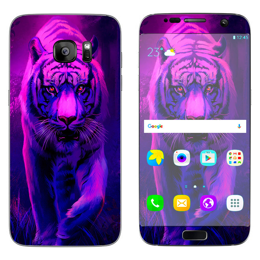  Tiger Prowl Pink Purple Neon Jungle Samsung Galaxy S7 Edge Skin
