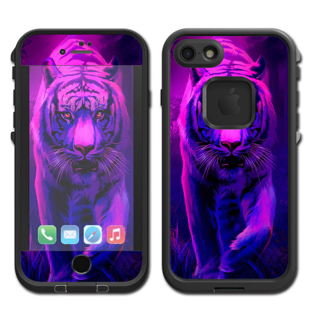  Tiger Prowl Pink Purple Neon Jungle Lifeproof Fre iPhone 7 or iPhone 8 Skin