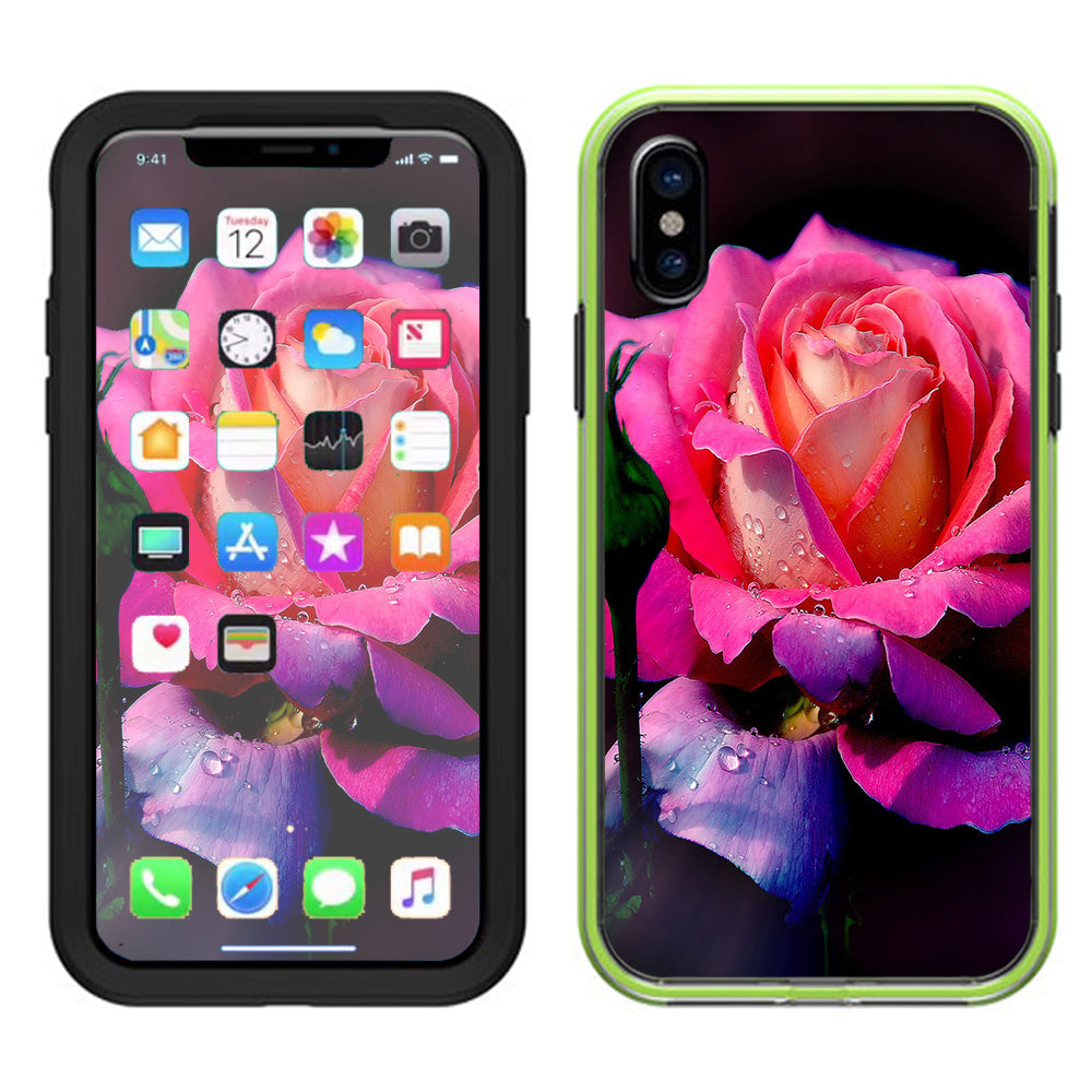  Beautiful Rose Flower Pink Purple Lifeproof Slam Case iPhone X Skin