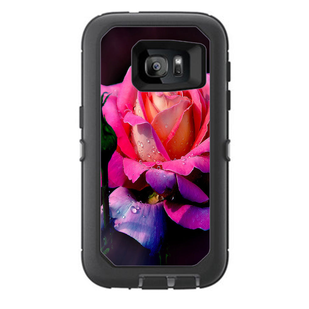  Beautiful Rose Flower Pink Purple Otterbox Defender Samsung Galaxy S7 Skin