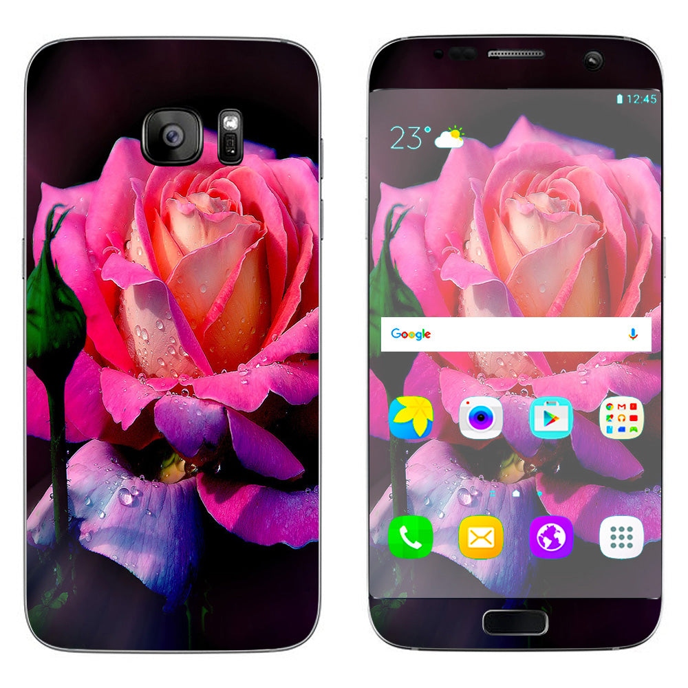  Beautiful Rose Flower Pink Purple Samsung Galaxy S7 Edge Skin