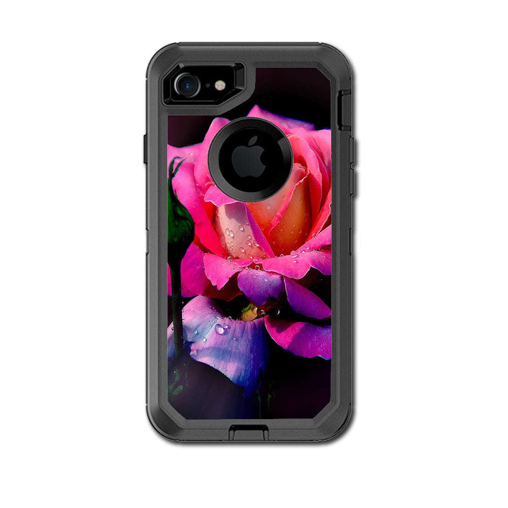  Beautiful Rose Flower Pink Purple Otterbox Defender iPhone 7 or iPhone 8 Skin