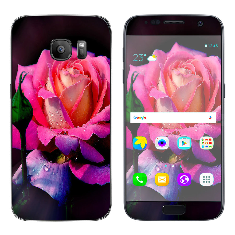  Beautiful Rose Flower Pink Purple Samsung Galaxy S7 Skin
