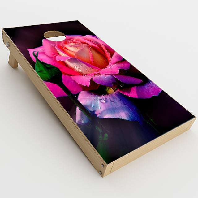  Beautiful Rose Flower Pink Purple Cornhole Game Boards  Skin