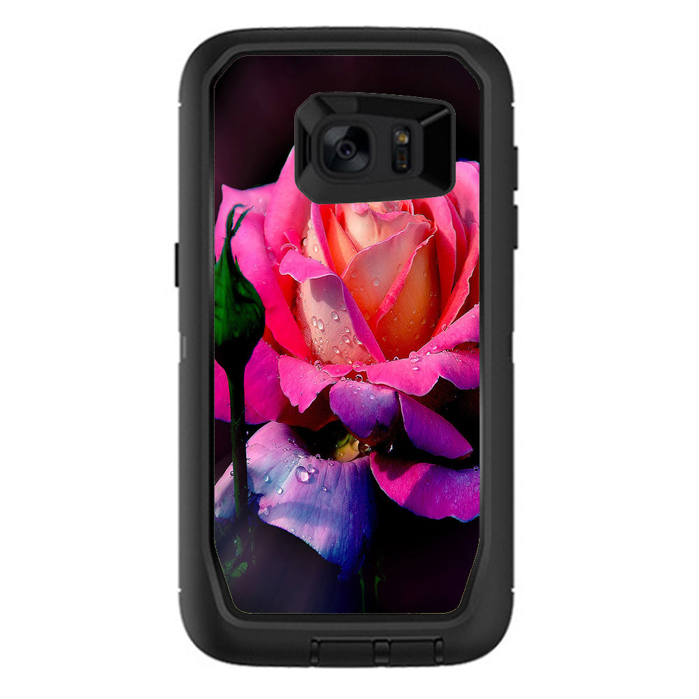  Beautiful Rose Flower Pink Purple Otterbox Defender Samsung Galaxy S7 Edge Skin