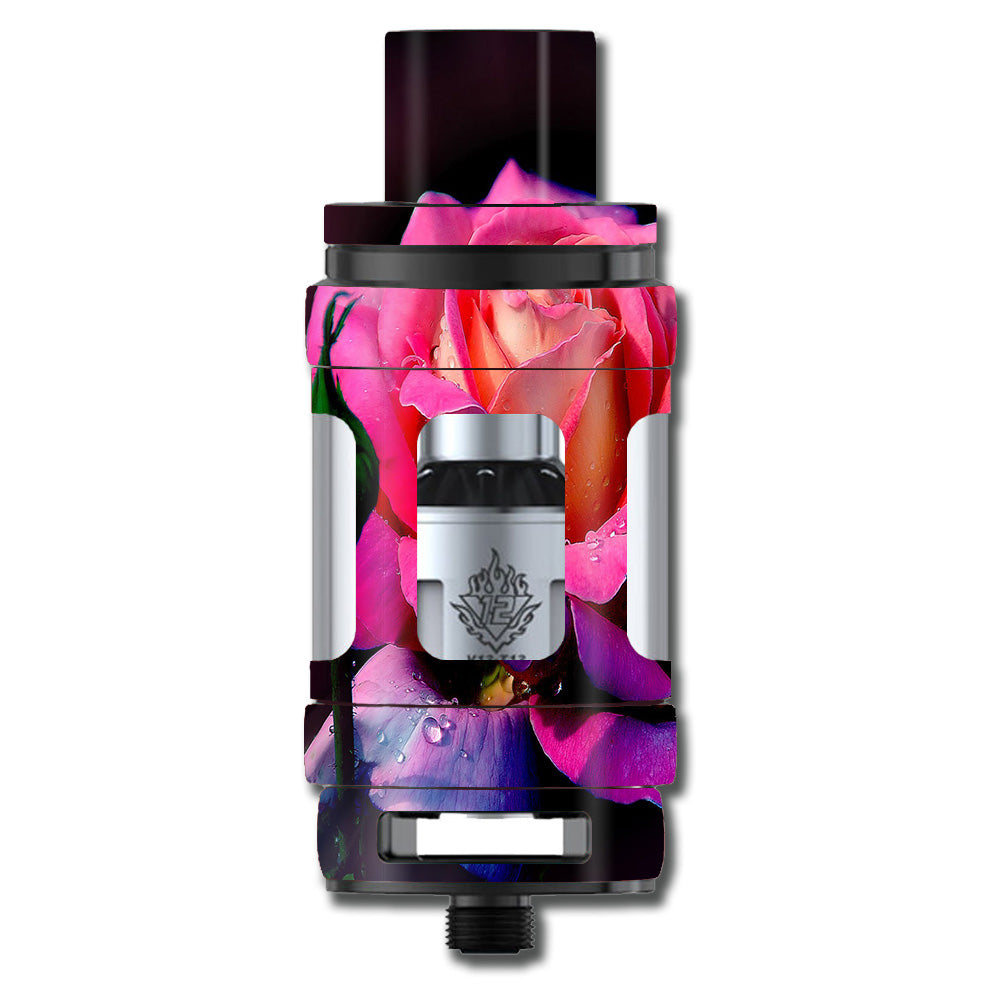  Beautiful Rose Flower Pink Purple Smok TFV12 Tank Skin