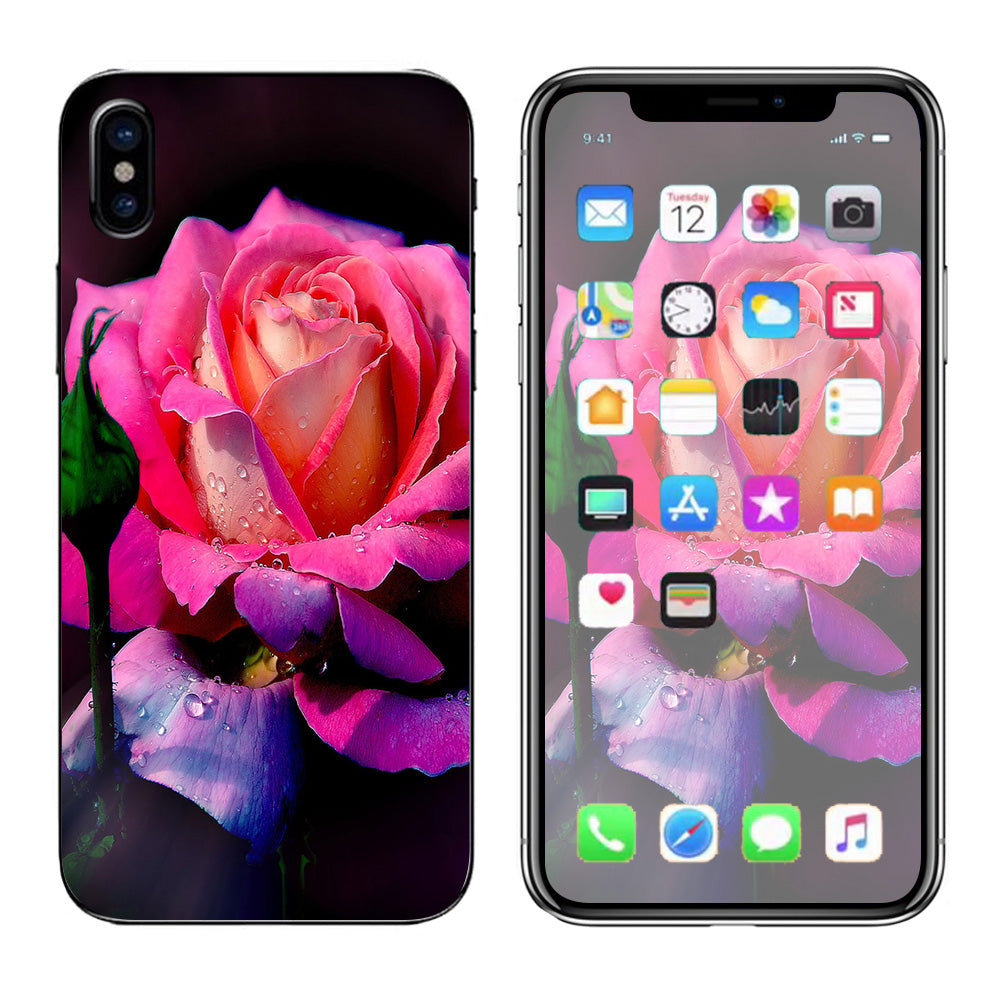  Beautiful Rose Flower Pink Purple Apple iPhone X Skin