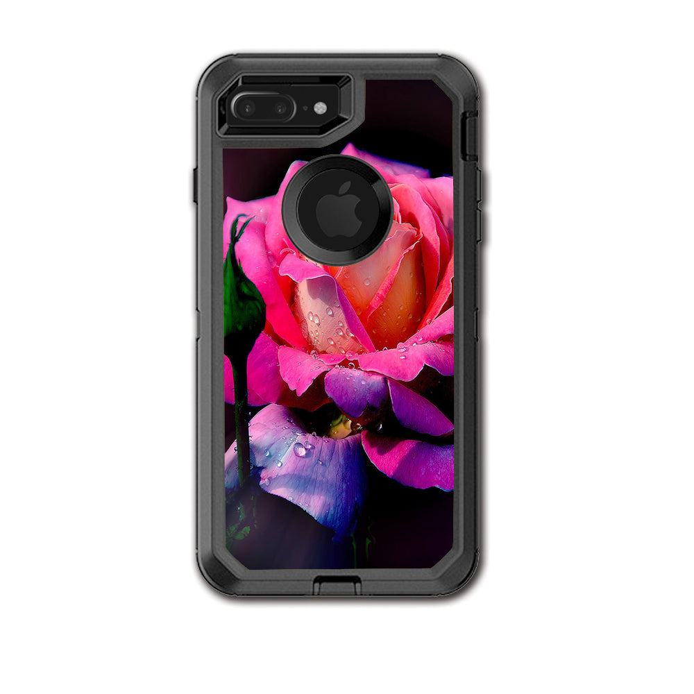  Beautiful Rose Flower Pink Purple Otterbox Defender iPhone 7+ Plus or iPhone 8+ Plus Skin