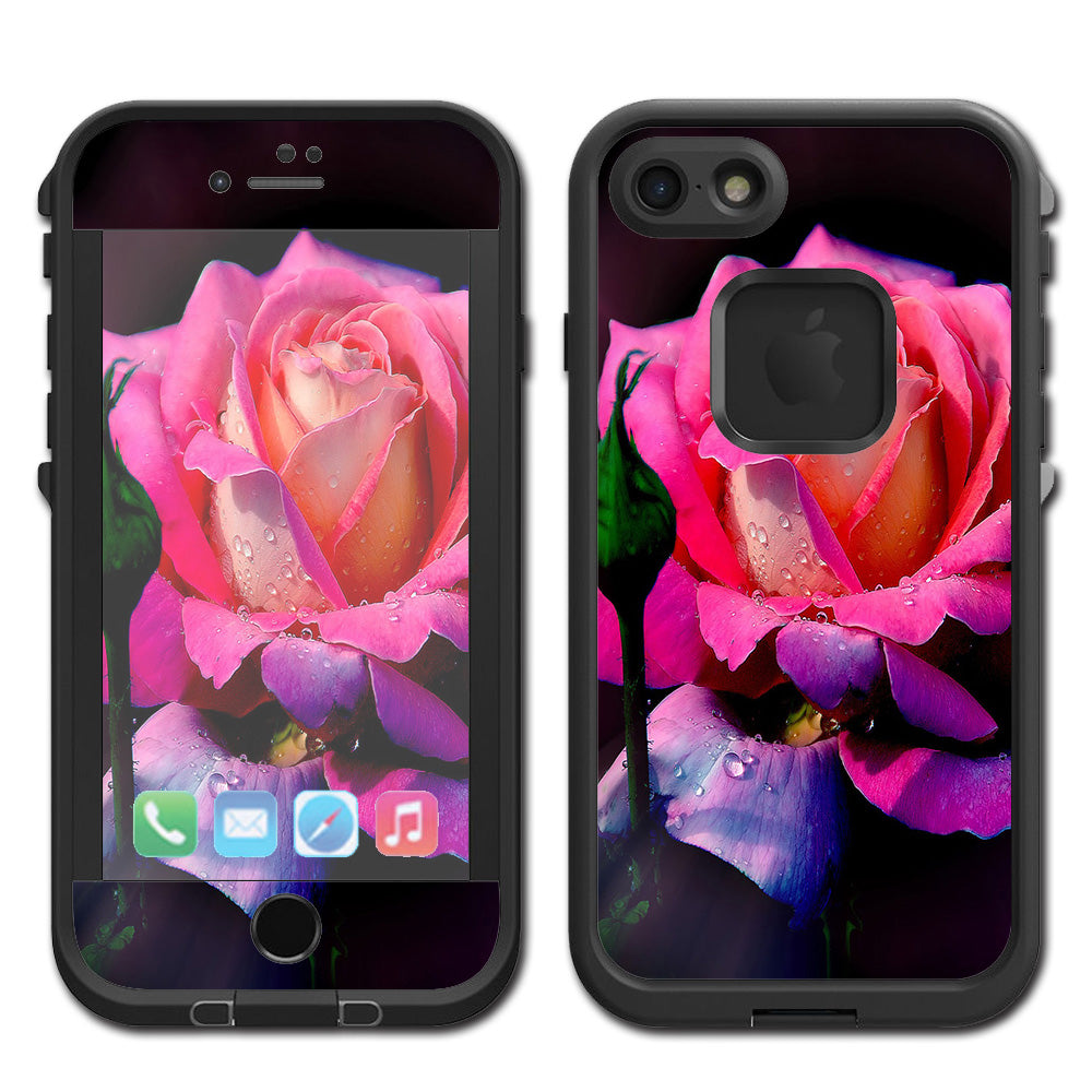  Beautiful Rose Flower Pink Purple Lifeproof Fre iPhone 7 or iPhone 8 Skin