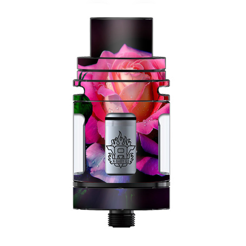  Beautiful Rose Flower Pink Purple TFV8 X-baby Tank Smok Skin