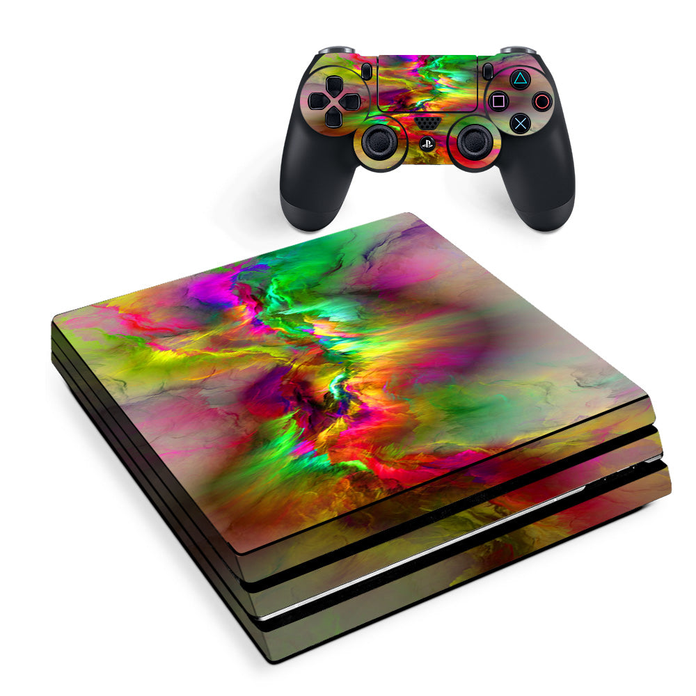 Skin Decal Vinyl Wrap For Playstation Ps4 Pro Console & Controller Stickers Skins Cover/ Color Explosion Colorful Design Sony PS4 Pro Skin