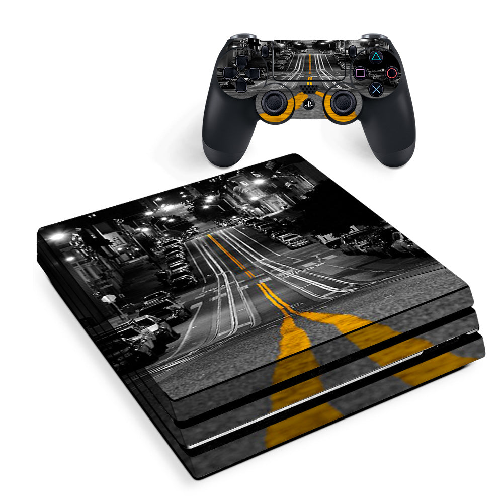 Skin Decal Vinyl Wrap For Playstation Ps4 Pro Console & Controller Stickers Skins Cover/ City Roads Downtown Streets Sony PS4 Pro Skin