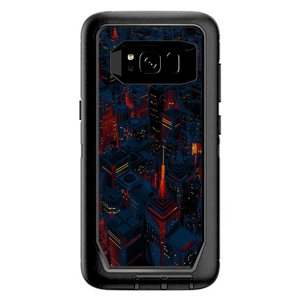  City Glow At Night Skyline View Otterbox Defender Samsung Galaxy S8 Skin