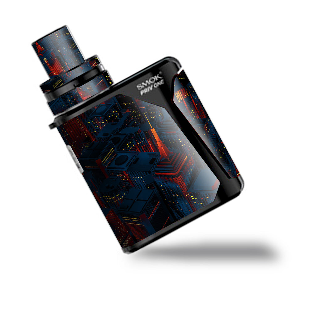  City Glow At Night Skyline View Smok Priv One Skin